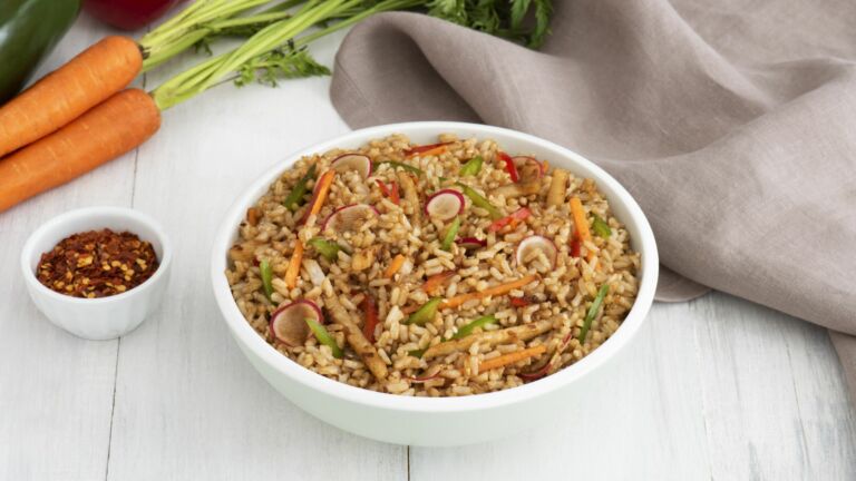 Brown Rice Salad with Sesame Dressing