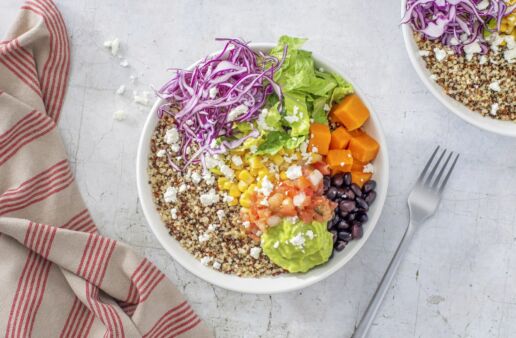 Vegetarian quinoa burrito salad bowl