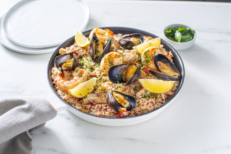Seafood Rice Dish with Shrimp and Mussels