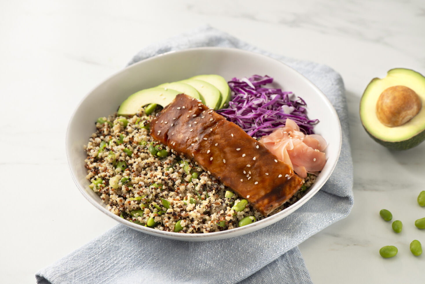 Quinoa Edamame Power Bowl with Salmon
