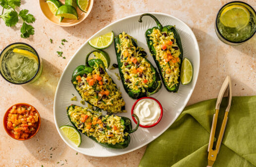 stuffed poblano peppers with brown rice